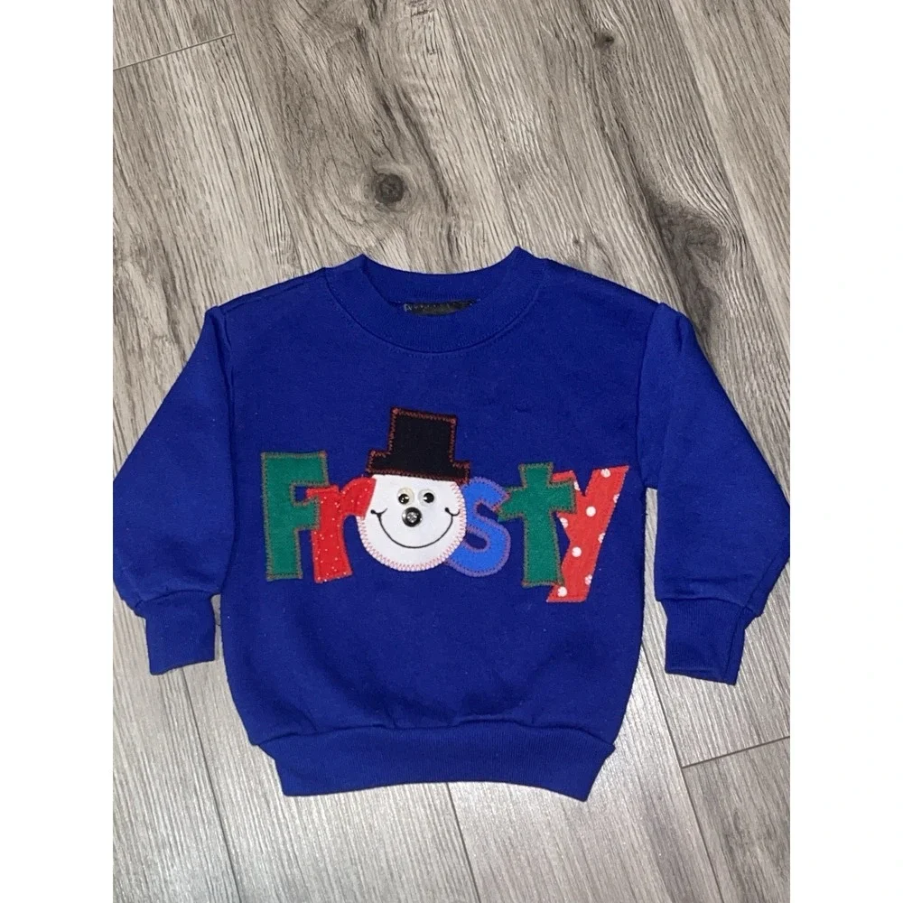 Vintage Baby FROSTY The Snowman Sweatshirt With Googly Eyes & Button Nose 18 Mth